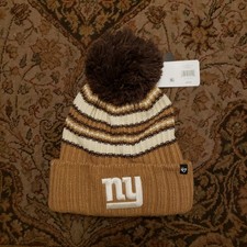 Womens New York GIANTS Beanie Espresso Cuffed Knit Hat NWT 32 Khaki Skully Cap