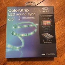 Tzumi AuraLED Color Strip Lights Color-Changing Remote 6.5' Adhesive Sound Sync