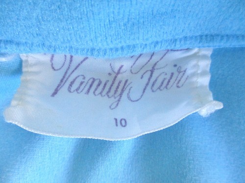 Bata de Colección Años 60 70 Vanity Fair Azul Marrón Rayas Terciopelo Cremallera Bolsillos 10 - Imagen 5 de 5