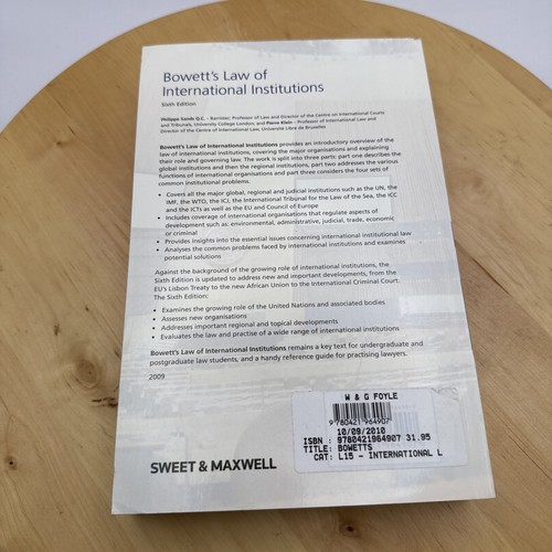 Bowett's Law of International Institutions Philippe Sands Paperbac Sixth Edition - Bild 16 von 16