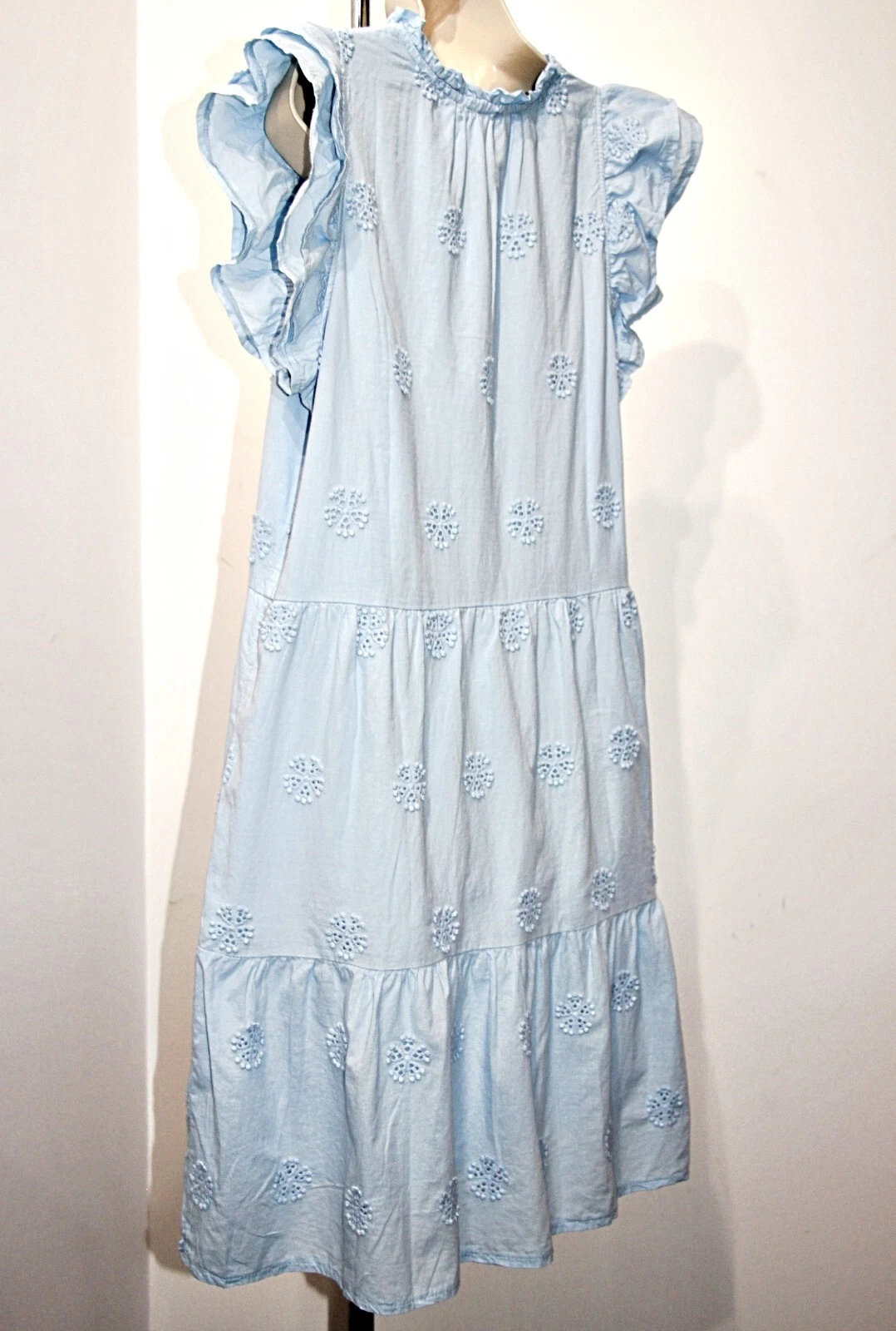 VALENTINO Abito lungo VALENTINA NALDI 100% cotone manica svasata scollo Henley 40" tg XL