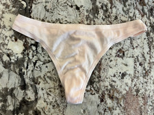 True Vintage Victoria Secret Signature Waistband Thong Panty Cotton Pink Medium