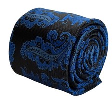 Frederick Thomas black and blue paisley wedding style mens classic neck-tie