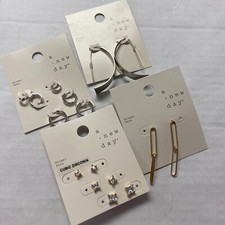 8 Pairs A New Day Women's Stud Hoops Dangle D-hoop Earrings Nickel Free Fashion