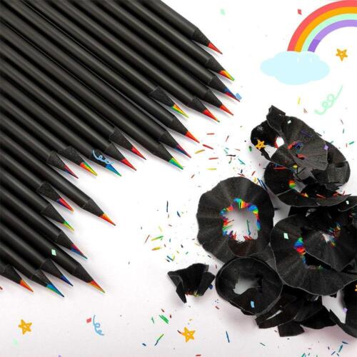 7-Colors Creative Rainbow Core Pencil Black Wood Color Pencil Painting Tool - Picture 1 of 13