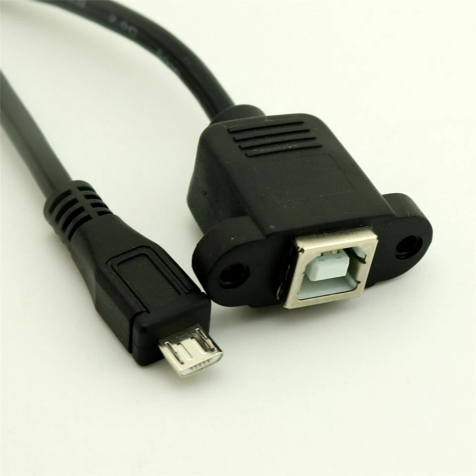 5x USB 2.0 B Female Socket Printer Panel Mount To Micro USB 5 Pin Male Cable 1FT - Image 3 of 4