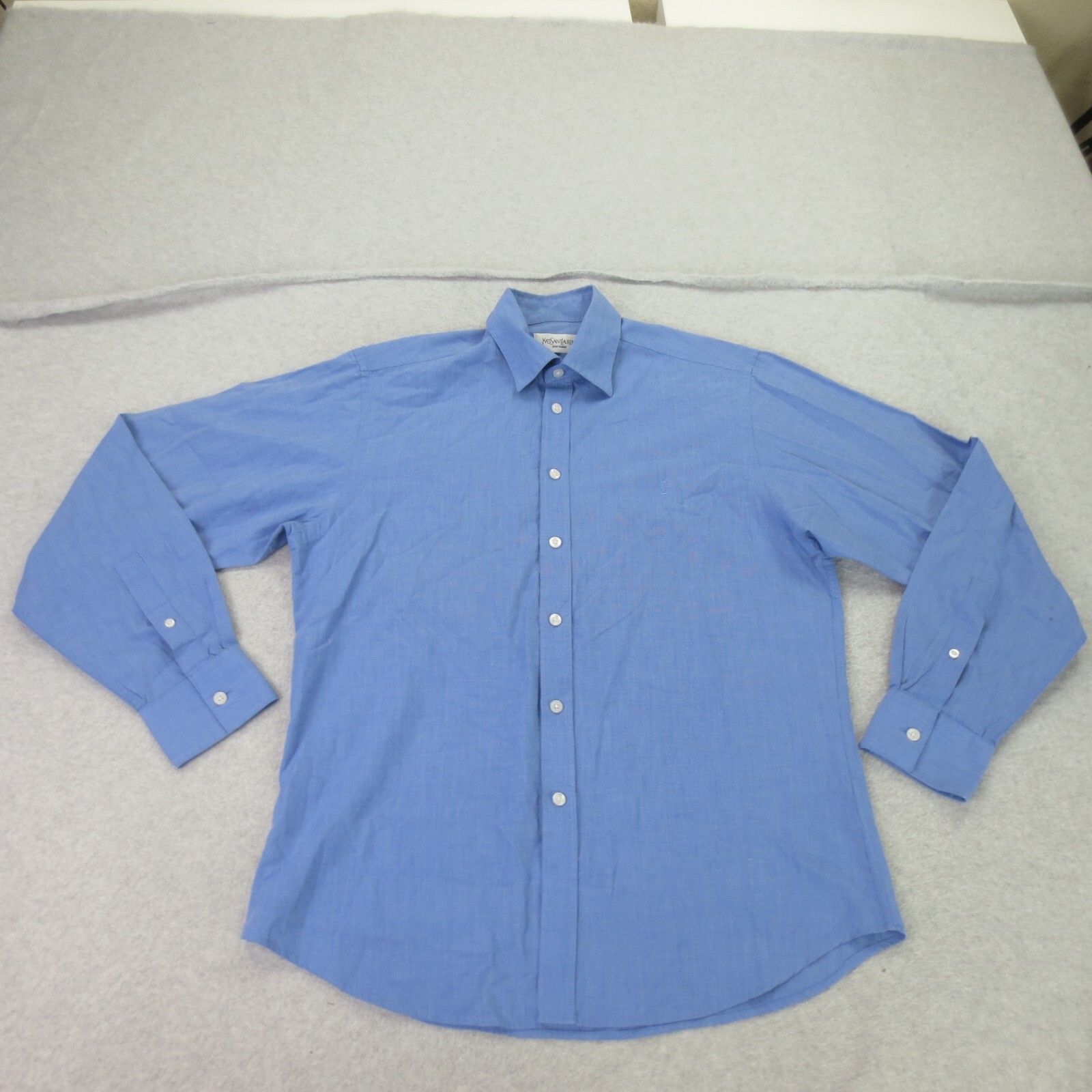 Camicia abito Yves Saint Laurent da uomo blu medio casual comfort manica lunga