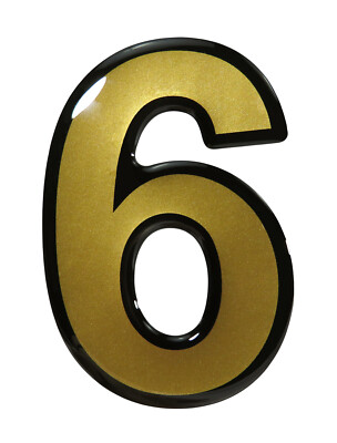 Gold 3D Sticker Number 6 Number Door Sign House Number 53 x 73mm 900076
