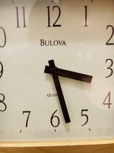 Vintage Bulova Wall Clock Wood Frame Square Quartz Japan - Picture 2 of 7