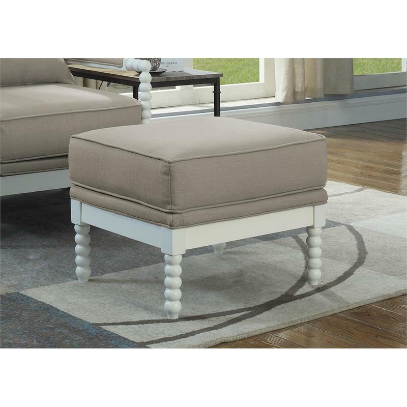 Best Master West Palm 2Pc Fabric Accent Chair & Ottoman Set in Beige