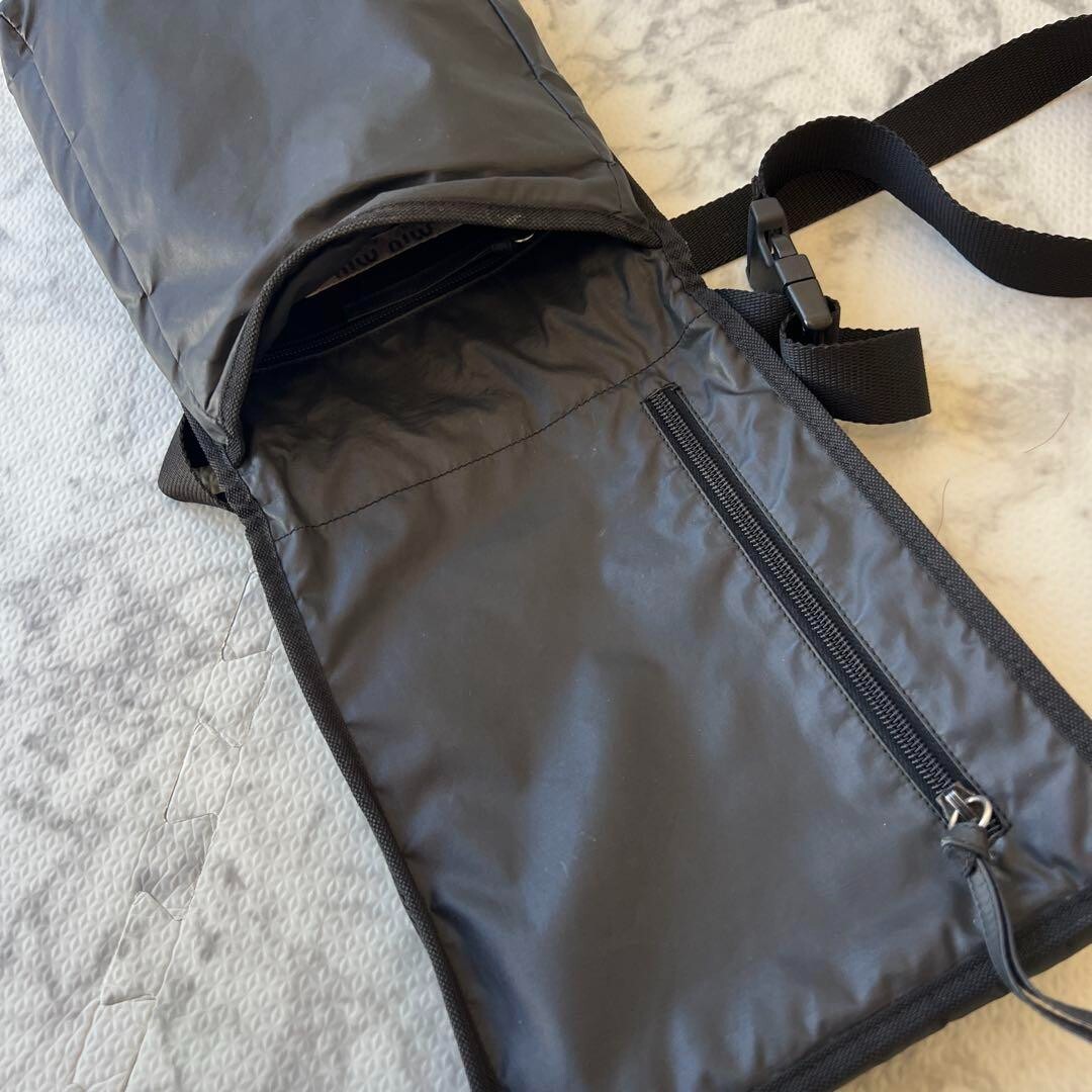 Miu Miu Archive Logo 90s Shoulder Bag Black Nylon Miu Miu Archive Logo 90s Shoulder Bag Black Nylon