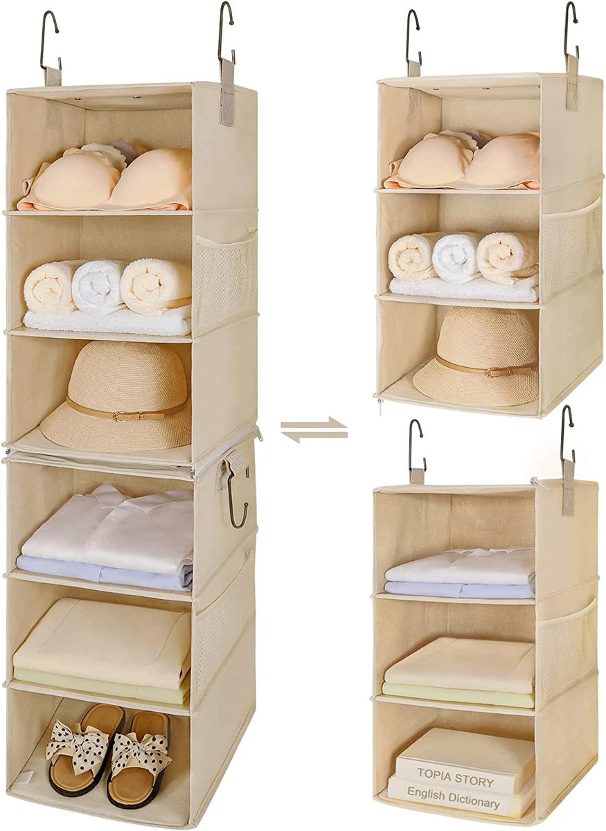 Hanging Closet Organizer and Storage, 6 Shelf Hanging Drawer for