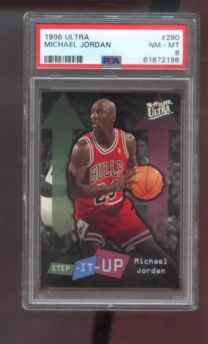1996-97 Fleer Ultra Step-It-Up #280 Michael Jordan PSA 8 Graded Card 96-97 NBA