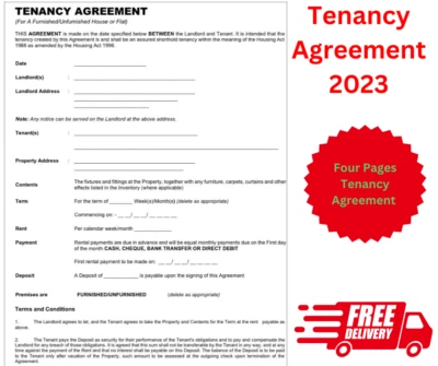 Tenancy Agreement For Furnished or Unfurnished House/Flats New edition 2024 UK