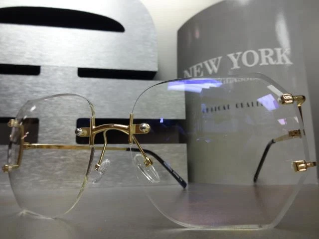 LENTES TRANSPARENTES ESTILO RETRO DE GRAN TAMAÑO LENTES doradas sin montura marco de moda Foto 3 de 4