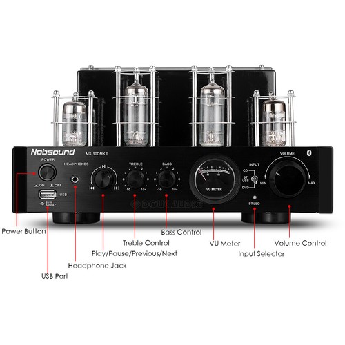Nobsound Bluetooth Valve Tube Amplifier HiFi Stereo Desktop Audio Amp USB Player - Picture 4 of 6