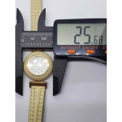 Fondini women\'s watch. Small white face with gold accents. Cream colored bevel Fondini women main image 4