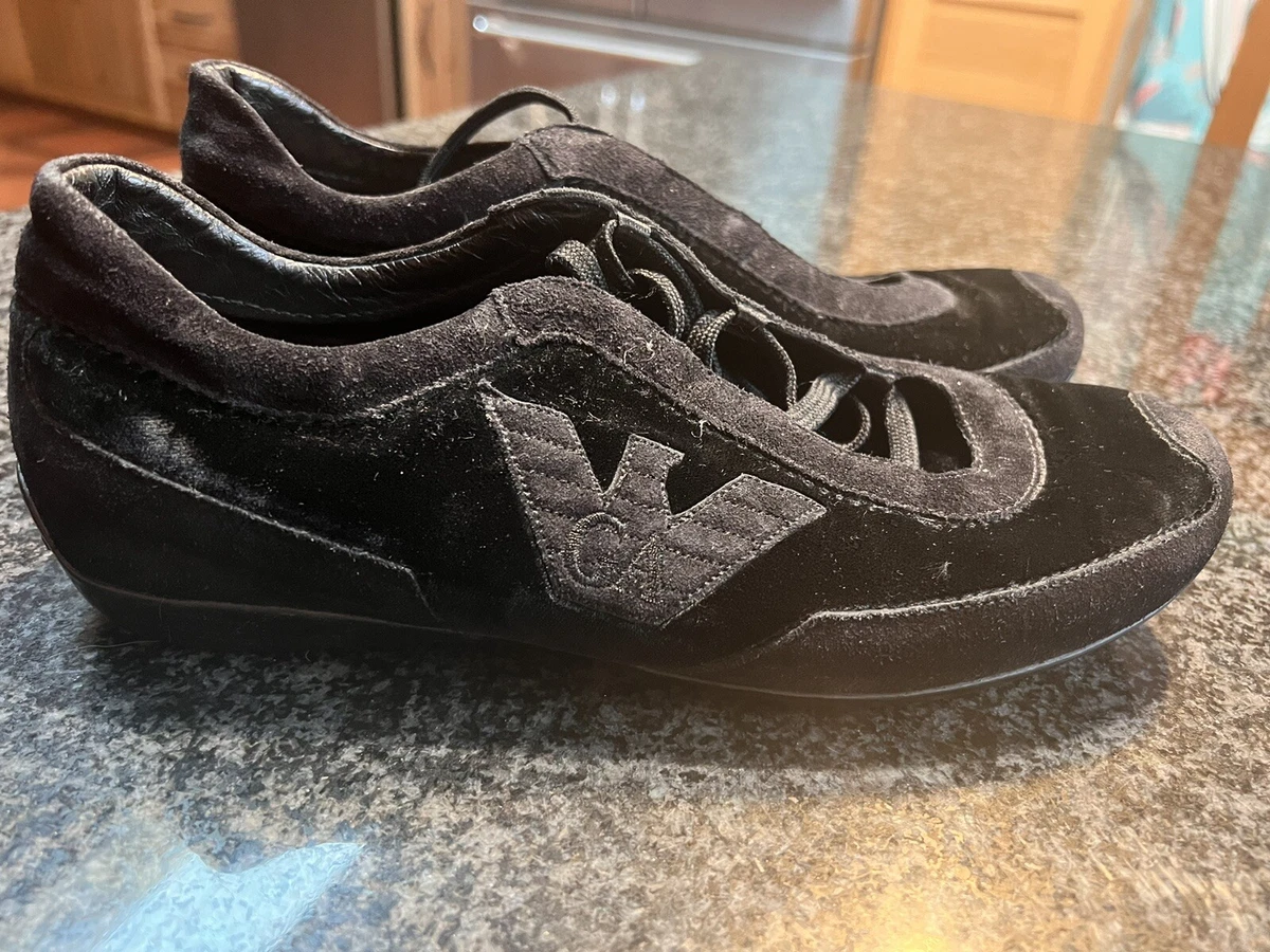 Emporio Armani Black Suede and Velvet Sneakers Sz 38
