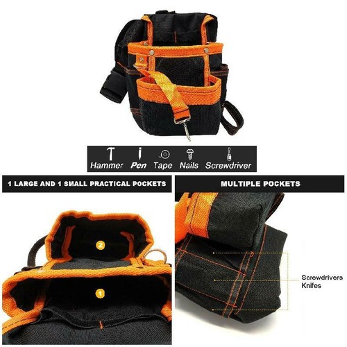 Electrical Tool Bag Waist Belt Pouch Screwdrivers Hammer Pencil Holder Storage - Picture 8 of 14