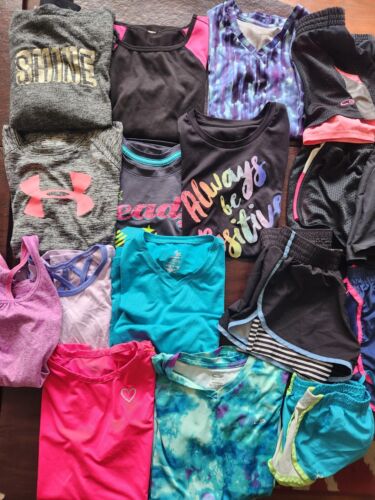 Lot of 20 Pcs Girls Assorted Dryfit Athletic Clothes Under Armour Champion 10-12 - Picture 1 of 15