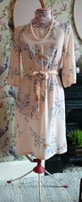 Vintage style peach orange duck egg blue floral occasion dress size 8 H&M BNWOT 