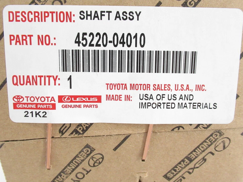 05-15 TACOMA INTERMEDIATE Columna de Dirección Eje 45220-04010 Pieza Original Toyota Foto 2 de 3