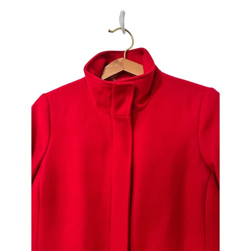 Lands’ End Wool Blend Full Zip Pea Coat Size 4 Cherry Red Sophisticated Career - Picture 3 of 9