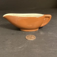 Vintage Hall China Small Brown Restaurant Ware Creamer, Syrup or Gravy Boat 2 oz
