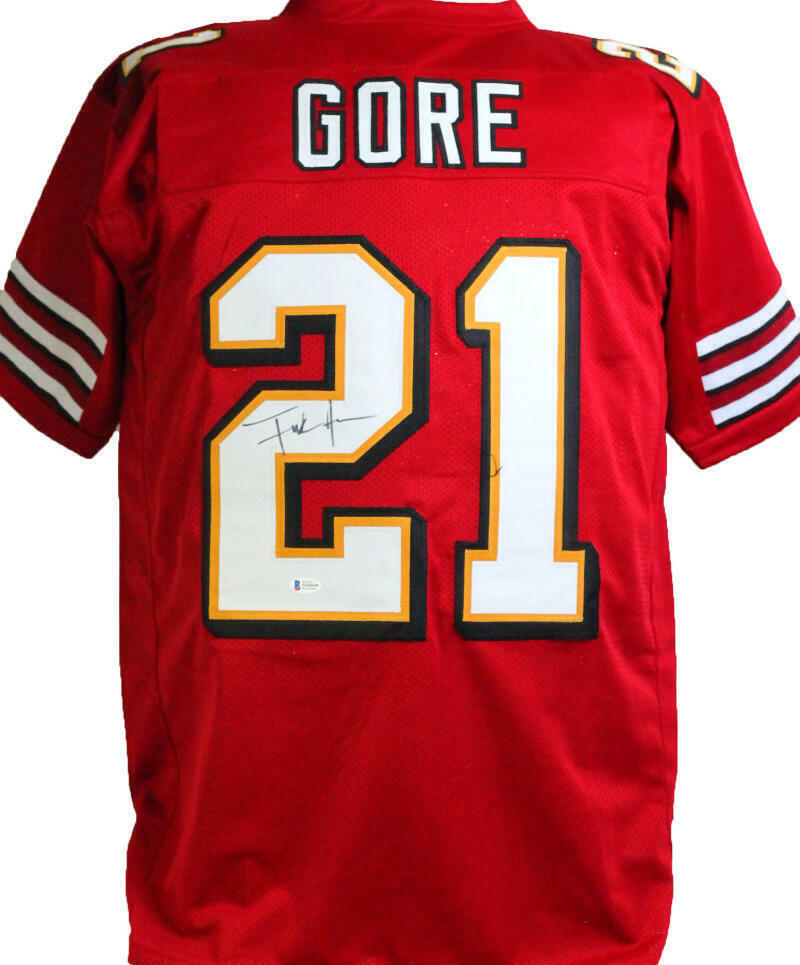 Frank Gore Autographed Red W Black Gold Pro Style Jersey Beckett W Black eBay