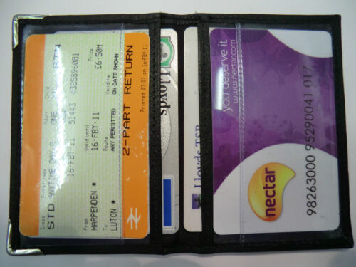 Soft leather Travel Pass, Oyster, Credit Card Holder Wallet Black - Afbeelding 1 van 9