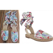Tommy Hilfiger Kimey Corbata al Tobillo Alpargata Lona Plana Playa Verano Zapato Talla 9.5