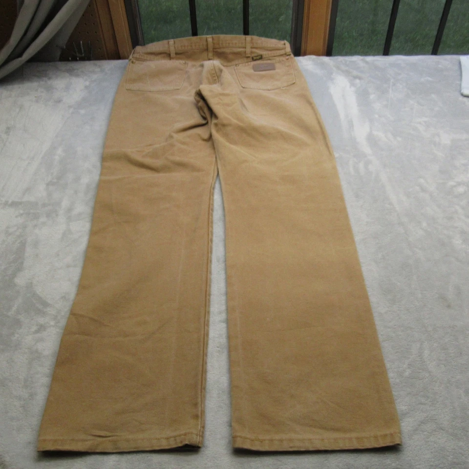 Wrangler Jeans Hombres 36X36 Tostado Peso Pesado Lona Corte Vaquero Peto Bota EE. UU. DE COLECCIÓN Foto 3 de 4
