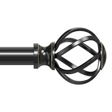 Curtain Rods for Windows 48 to 84 Inch 4-7 Feet ,3/4" Diameter Black Drapery ...