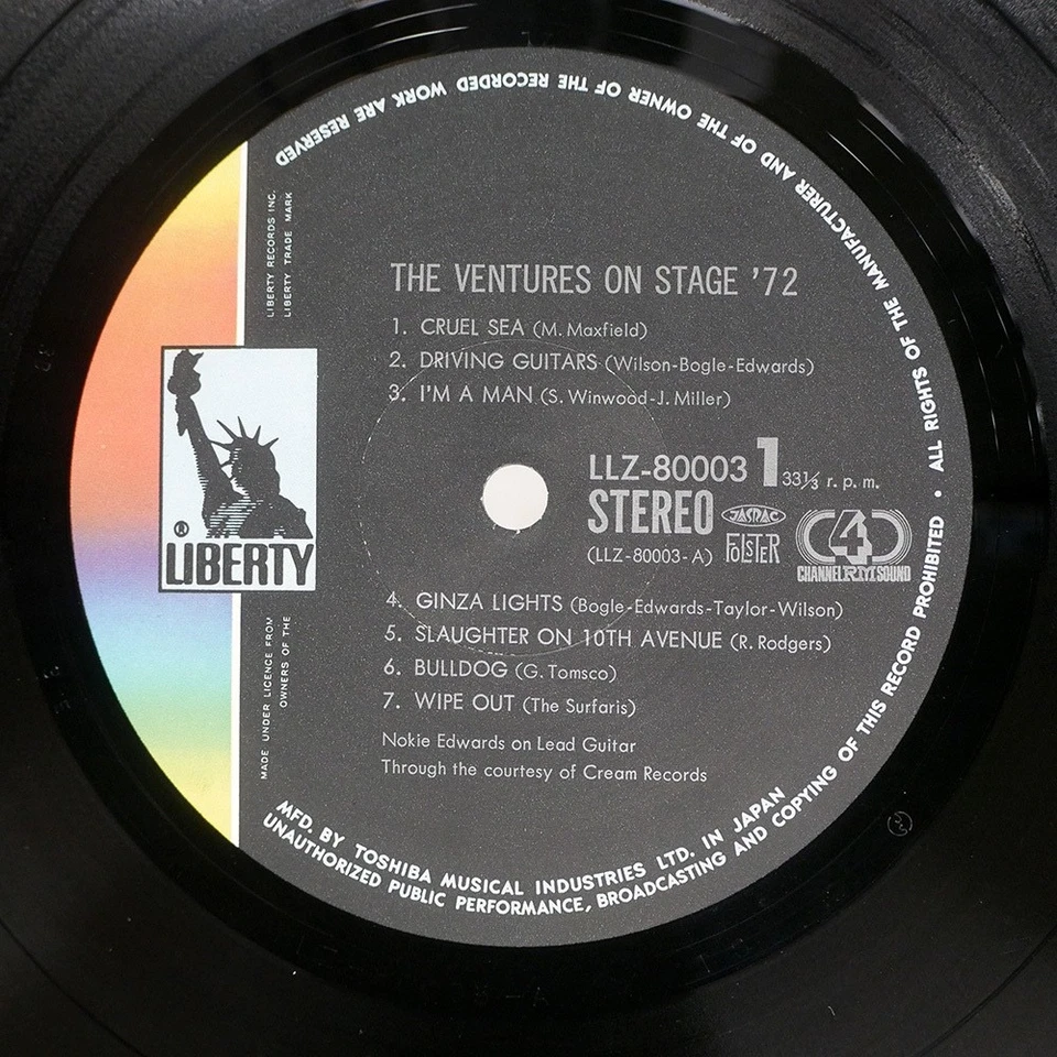 4 CHANNEL RM SOUND JAPAN ONLY LP OBI THE VENTURES ON STAGE '72 LLZ-80003 VINYL - Image 2 of 2