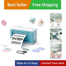 Bluetooth Thermal Label Printer 941B, Wireless 300DPI 4x6 Shipping Label Prin...