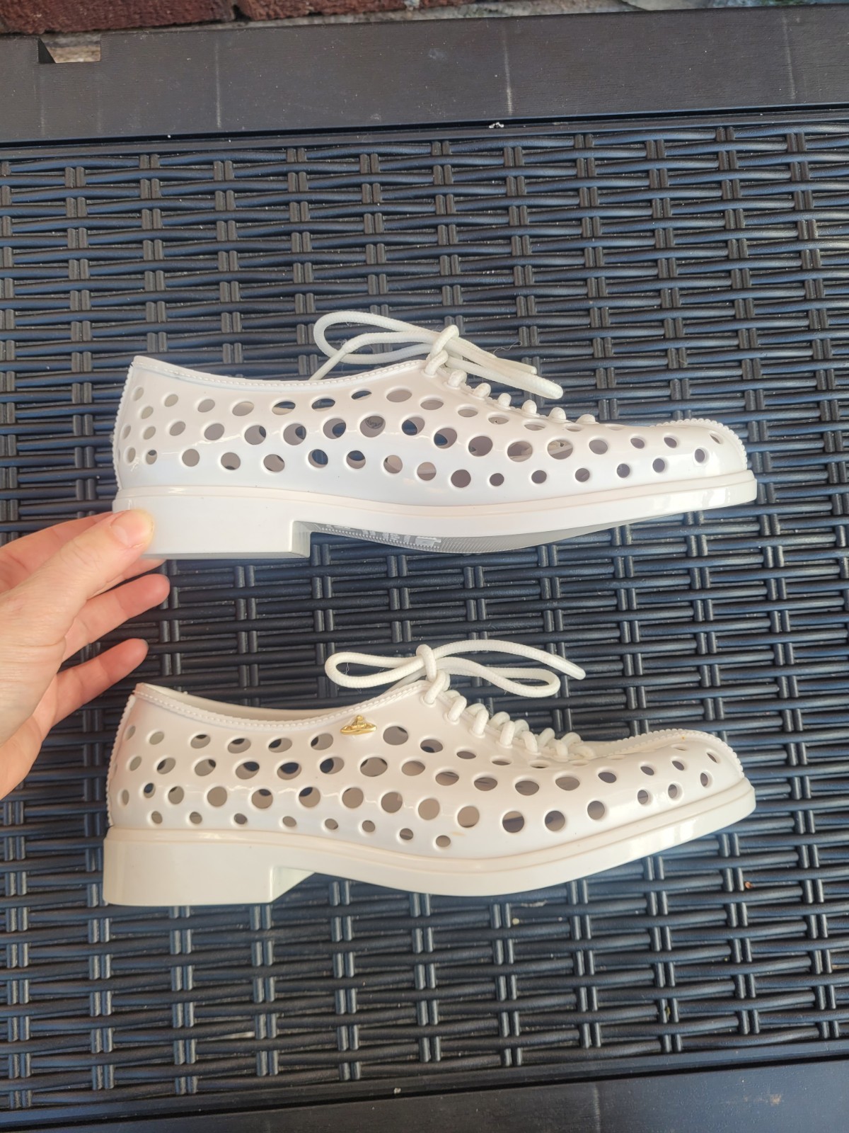 Rare Vivienne Westwood Anglomania Melissa White Cutout Shoes Trainers EU37 UK 4 image 4