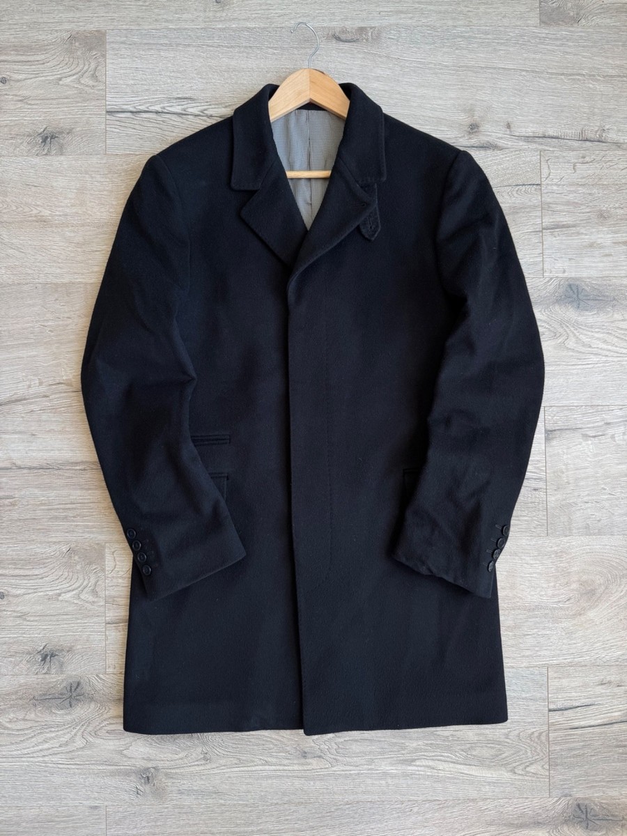 Kenzo Slim Fit Wool Cashmere Black Coat Men's 48 | eBay