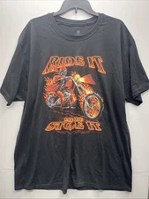 “Ride It Like You Stole It”  Vintage Skeleton Motorcycle Short Sleeve Shirt 2XL