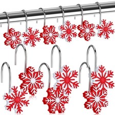 12 Pcs Christmas Winter Snowflake Shower Curtain Hooks 4 Styles Snowflakes Cu...
