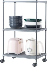 3-Tier Steel Wire Storage Shelves, Adjustable Utility Closet Shelving Rack with