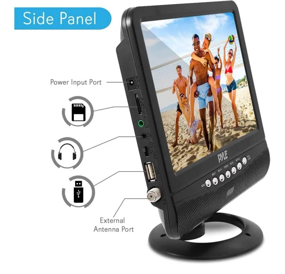 PYLE 9’ PORTABLE TV Tuner Monitor Display Screen W/Rechargeable Battery HD-READ - Image 2 of 4