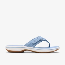 Clarks Womens Brinkley Sea Denim Blue Interest Flip Flop,Flat Sandals,Flip Flops