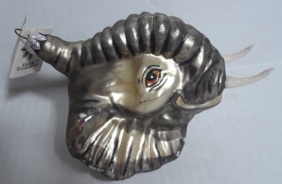 Retired Vintage Slavic Treasure Silver Elephant Hanging Christmas Ornament