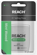 REACH Waxed Dental Floss Mint Plaque Remover for Teeth 55 yards New in pkg