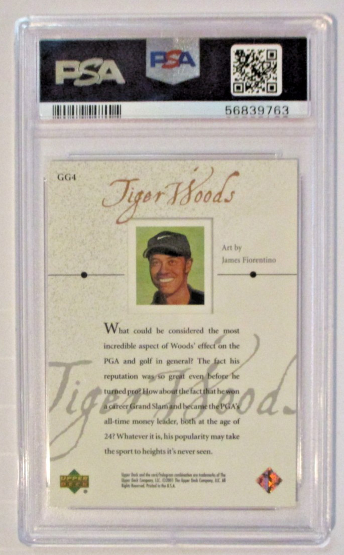 2001 Upper Deck Tiger Woods Golf Gallery #GG4 PSA 10 view 2