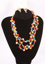 Colorful Wood Beads Beach Necklace Earrings Set Fashion Costume Jewelry jxpr