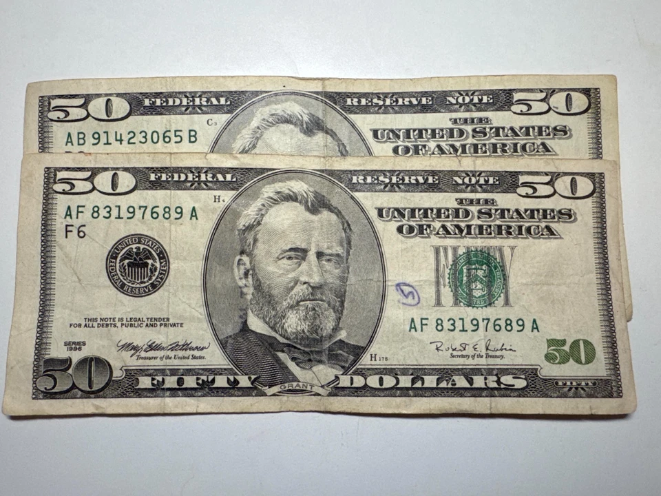 Large Portrait $50 Dollar Bill Banknote Old Design Vintage Federal Reserve Note - Image 2 of 3