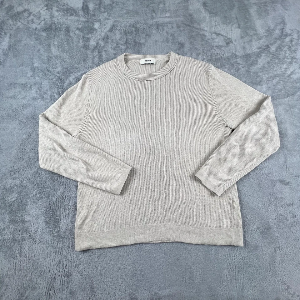 Suéter Buck Mason Para Hombres XL Beige Lino Algodón Tejido Cuello Redondo Pullover Raglán Foto 3 de 4