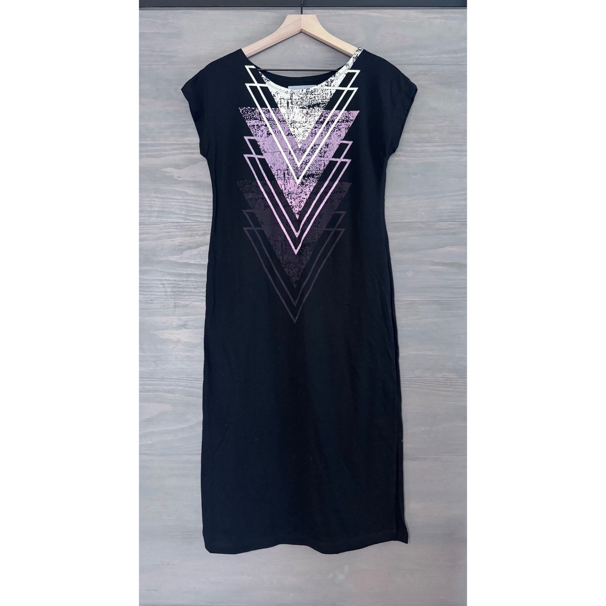 Tonle Midi Dress Size Small Sustainable Recycled Materials Triangle Geometric
