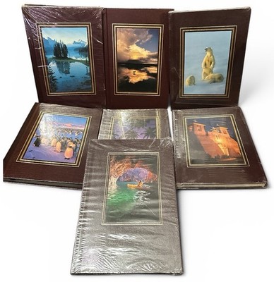 7 National Geographic Faux Leather Hardcover Book Lot Nature Travel History